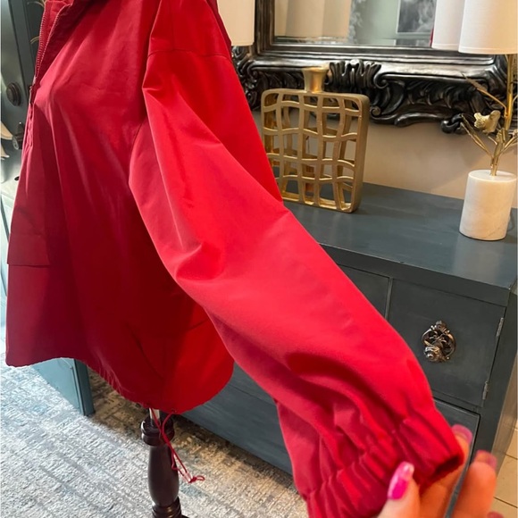 Talbots Red Hooded Pullover Windbreaker Drawstring 1/4 zip Women’s Lg EUC - Picture 3 of 10